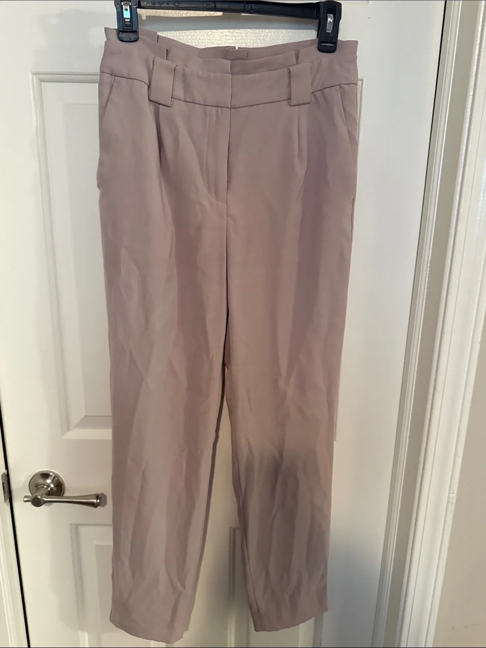 Express Straight-Leg Dress Pants — Dusty Rose - detailed waist